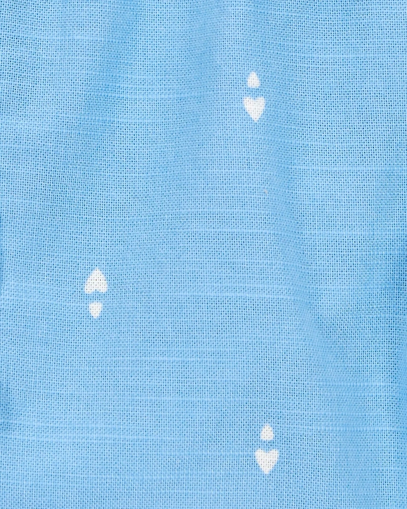 Baby Heart Drop Print Drawstring Shorts - Blue