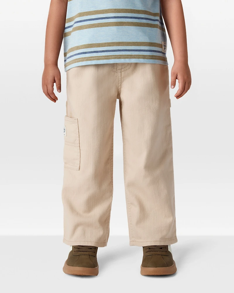 Toddler Boy  Wide-Leg Carpenter Twill Pants - Khaki