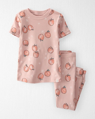 Toddler Organic Cotton Pajamas in Peach Print