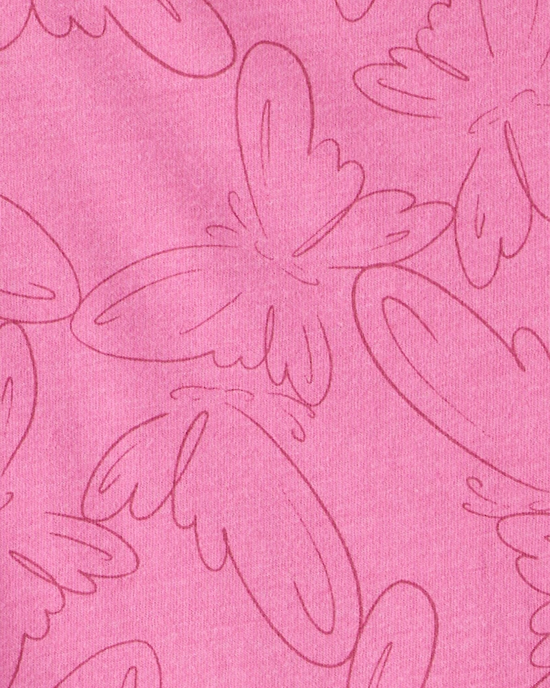 Girls Butterfly Long-Sleeve Peplum Top - Pink