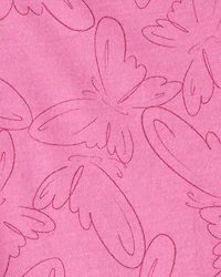Girls Butterfly Long-Sleeve Peplum Top - Pink