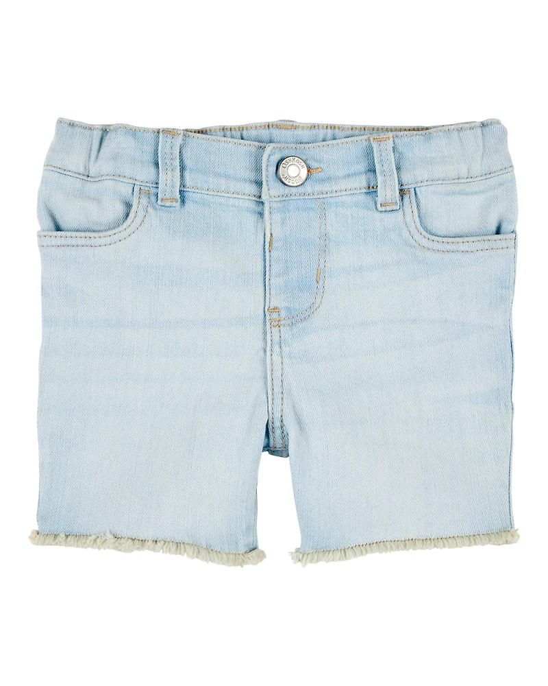 Toddler Frayed Hem Iconic Denim Short - Splash Wash