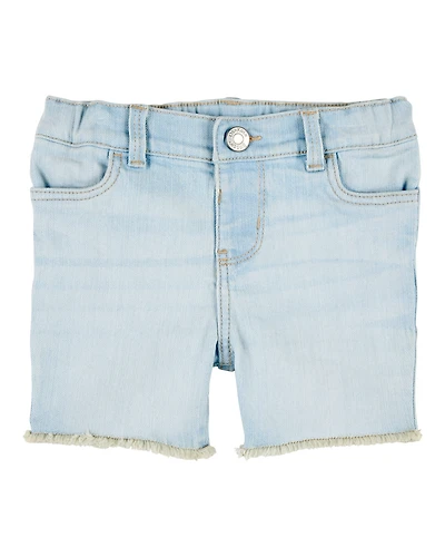 Toddler Frayed Hem Iconic Denim Short - Splash Wash