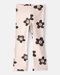 Toddler Girl Floral Cotton Flare Leggings - Pink