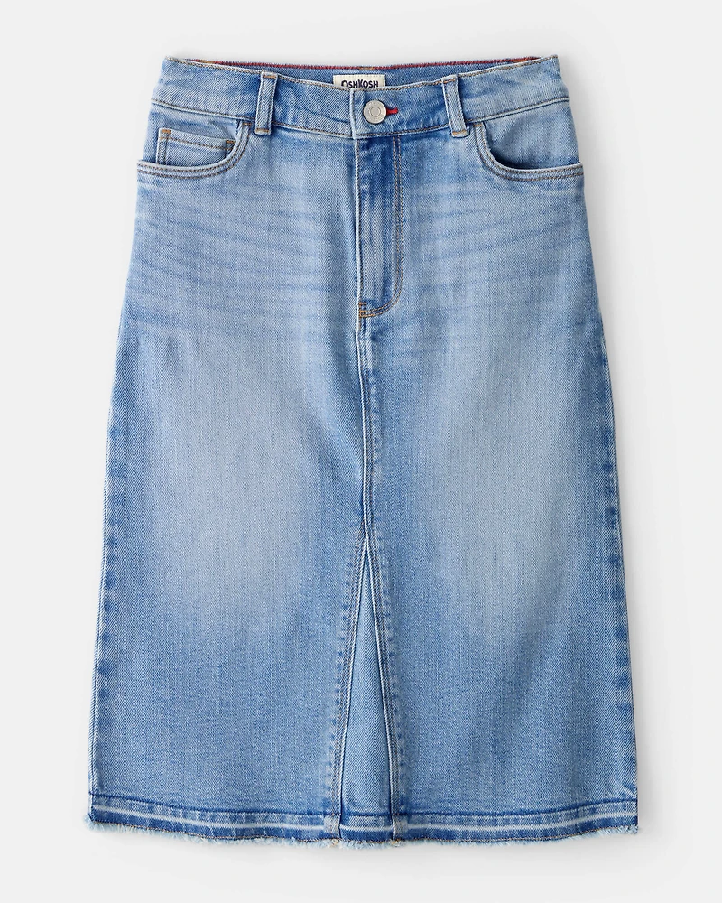 Girls Denim Midi Skirt - Blue