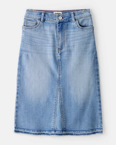 Girls Denim Midi Skirt - Blue