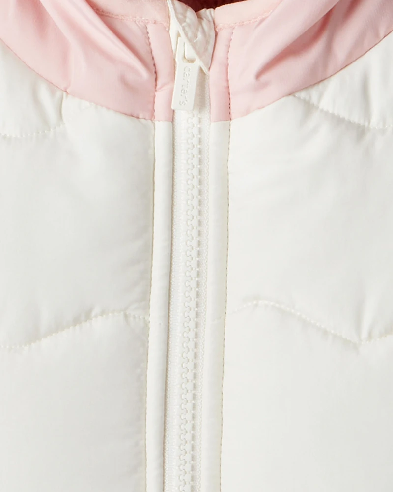 Baby Girl 2-Piece Color Block Hooded Snowsuit Jacket & Bib Set
