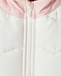 Baby Girl 2-Piece Color Block Hooded Snowsuit Jacket & Bib Set
