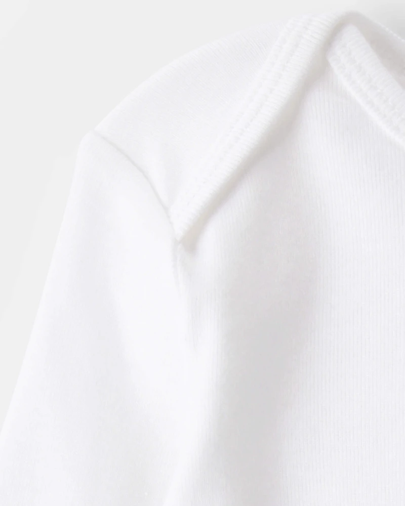Baby 8-Pack Long Sleeve Cotton Bodysuits - White