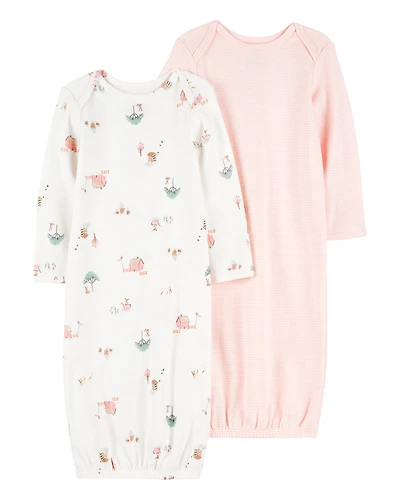 Baby 2-Pack Sleeper Gowns - Pink