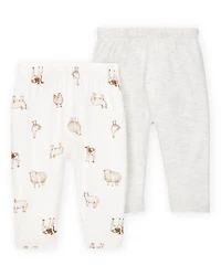 Baby Girl 2-Pack PurelySoft Pull-On Pants - Grey/Ivory