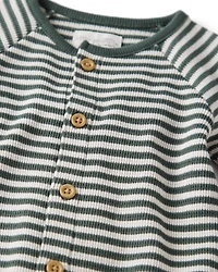 Baby Organic Cotton Waffle Knit Jumpsuit in Stripes