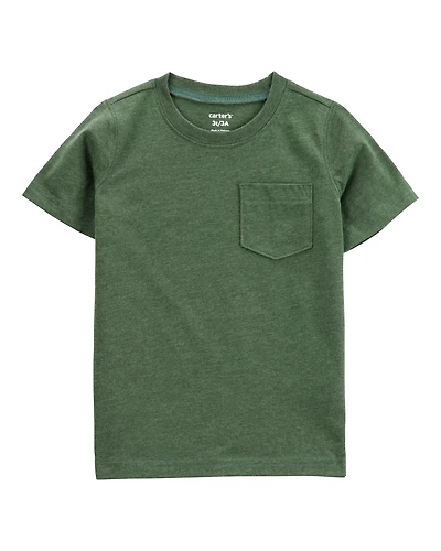 Baby Solid Short-Sleeve Pocket Tee - Dark Green