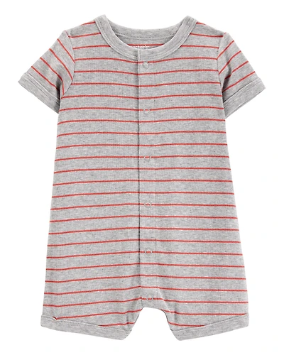 Baby Boy Crab Striped Cotton Blend Short-Sleeve Romper