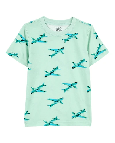 Baby Boy Airplane Print Knit Short-Sleeve Tee - Green