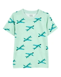 Baby Boy Airplane Print Knit Short-Sleeve Tee - Green