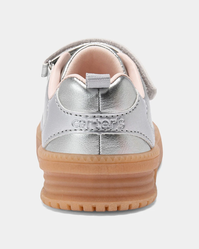 Toddler Girl Athletic Sneakers - Silver/Brown