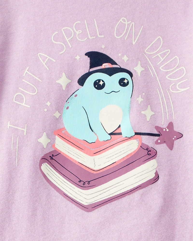 Toddler Girl I Put A Spell On Daddy Long-Sleeve Graphic Tee - Purple