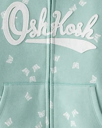 Girls Butterfly Print DayDream Fleece Jacket - Green