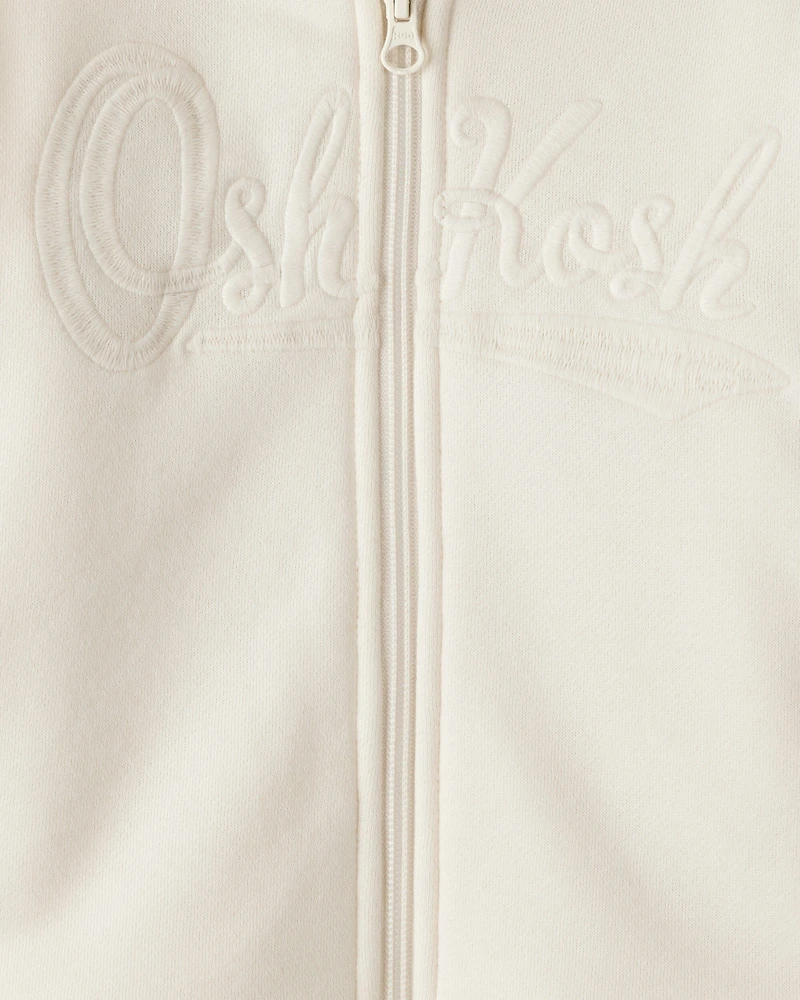 Toddler Girl Hooded Zip-Up Jacket - Cream