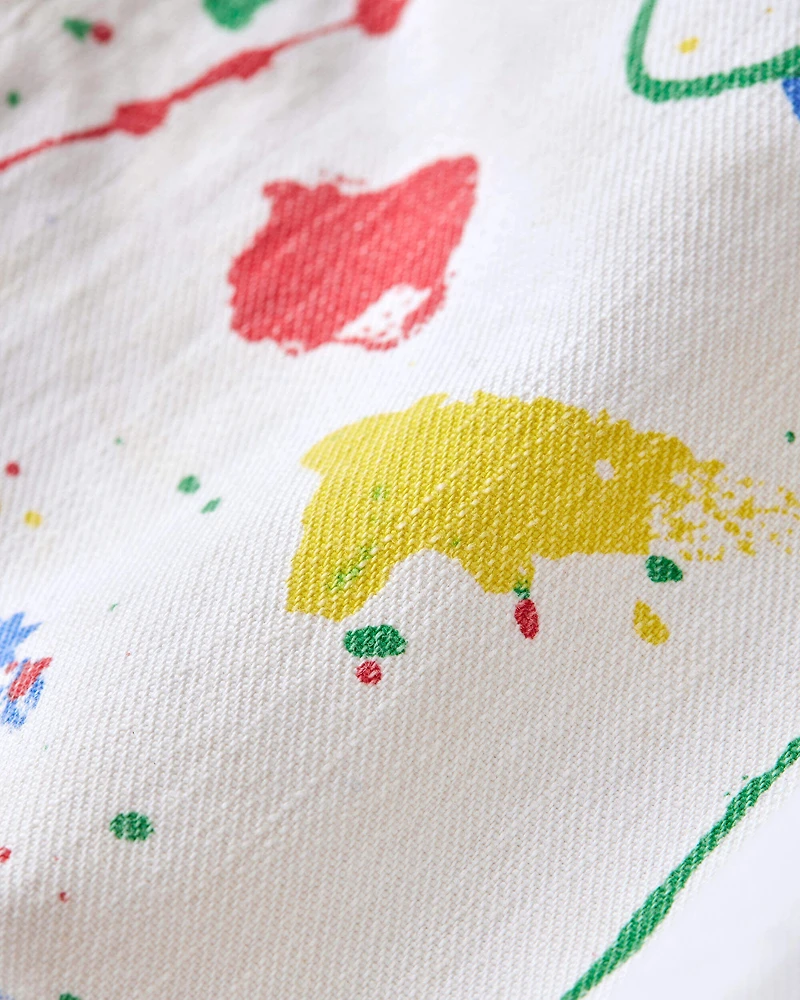 Toddler 2T Vintage Scatter Paint Print Denim Overalls from the OshKosh Archive Release, circa 1990s