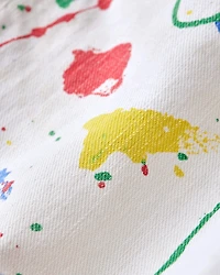 Toddler 2T Vintage Scatter Paint Print Denim Overalls from the OshKosh Archive Release, circa 1990s