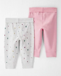 Baby Girl 2-Pack Organic Cotton Grow-With-Me Joggers