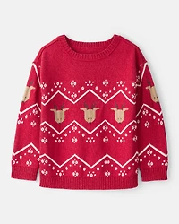 Boys Red Holiday Reindeer Sweater