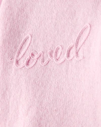 Toddler Girl Embroidered Loved Long-Sleeve Sweater - Pink