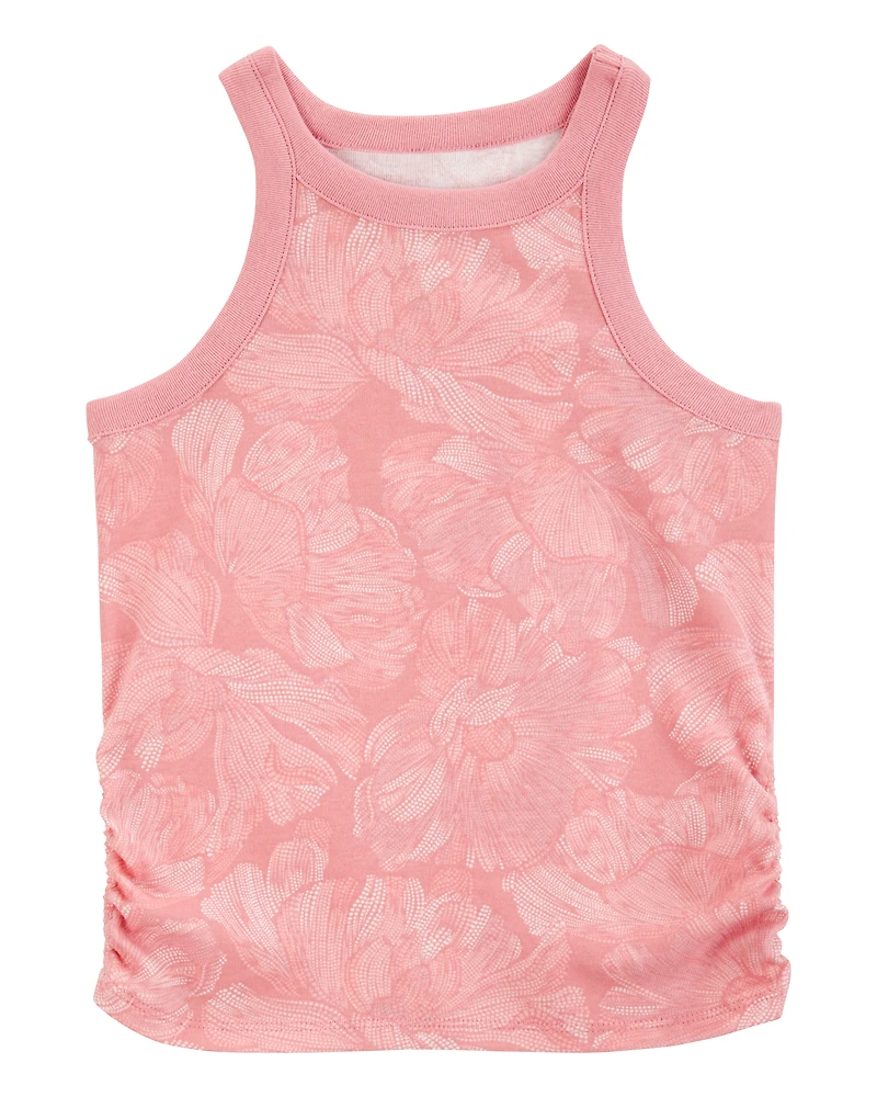 Kid Floral Ribbed Tank Top - Pink