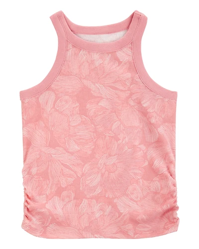 Kid Floral Ribbed Tank Top - Pink
