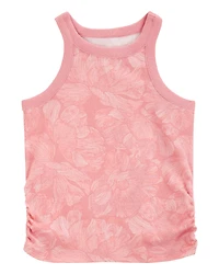 Kid Floral Ribbed Tank Top - Pink
