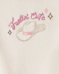 Baby Girl Cowgirl Hat Cotton Short-Sleeve Top - Ivory