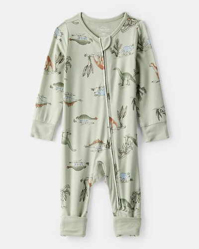 Baby Boy Dinosaur Print PurelySoft Long-Sleeve Sleep & Play - Green