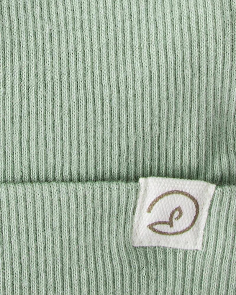 Baby 2-Pack Organic Cotton Rib Caps - Juniper Moss, Blue