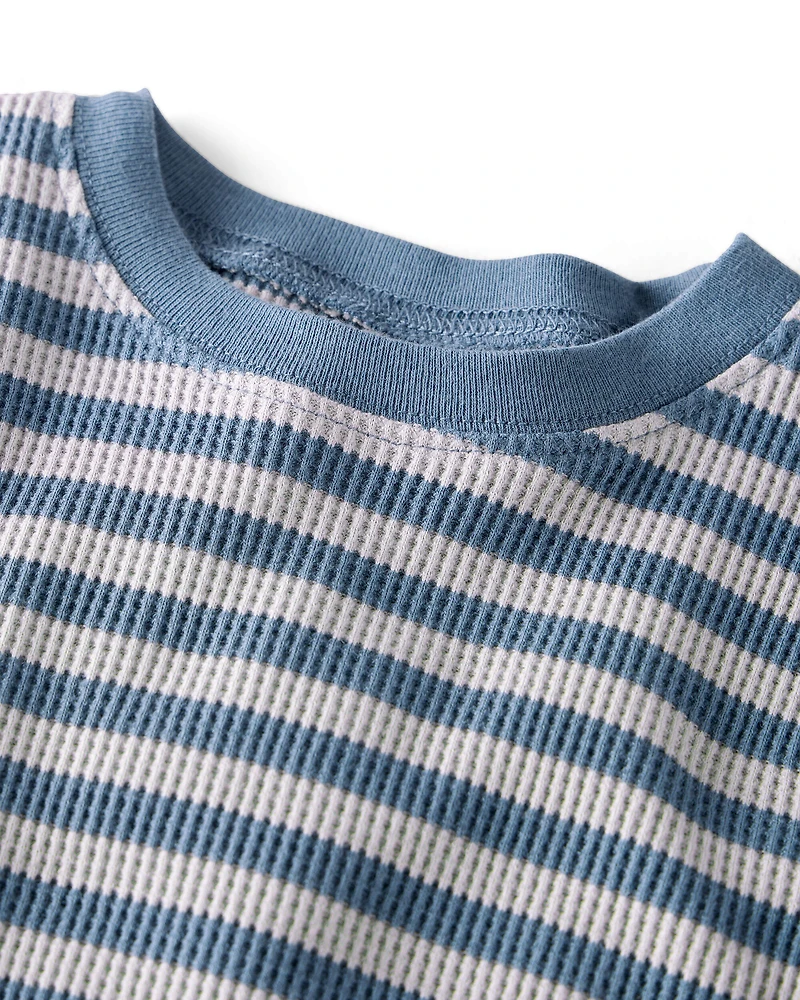 Toddler Striped Waffle Knit Pajamas Made with Organic Cotton