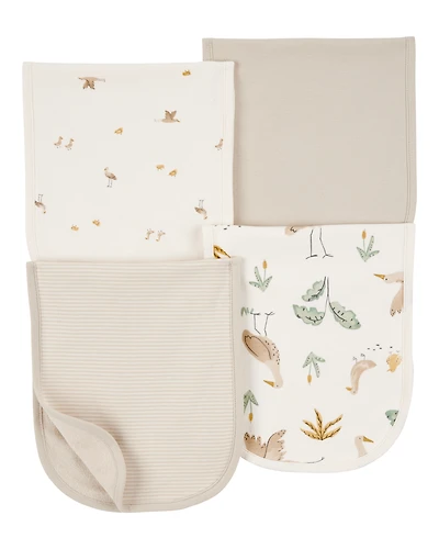 Baby 4-Pack Burp Cloths - Ivory/Brown