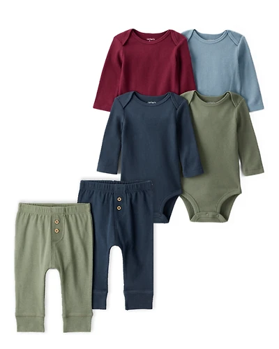 Baby Boy 6-Piece Multipack Bodysuits & Cotton Joggers Set - Multi