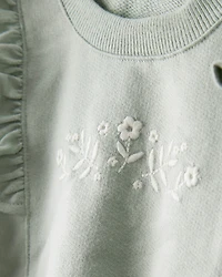 Baby Girl 3-Piece Floral Sweatshirt Outfit Set - Green