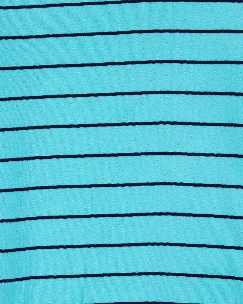 Kid 4-Piece Striped Dinosaur 100% Snug Fit Cotton Pajamas - Turquoise