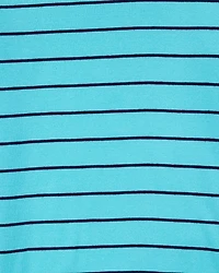 Kid 4-Piece Striped Dinosaur 100% Snug Fit Cotton Pajamas - Turquoise