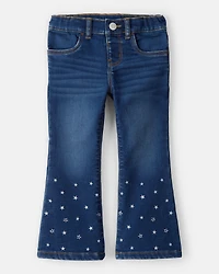 Toddler Girl Star Denim Flare Jeans - Blue