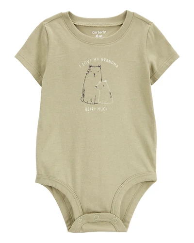 Baby Grandma Short-Sleeve Bodysuit - Olive