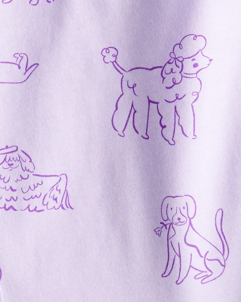 Baby Girl Dog Print Long-Sleeve Top - Purple
