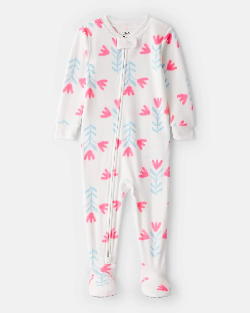 Toddler Girl Floral DreamPlush Snug Fit 1-Piece Pajamas