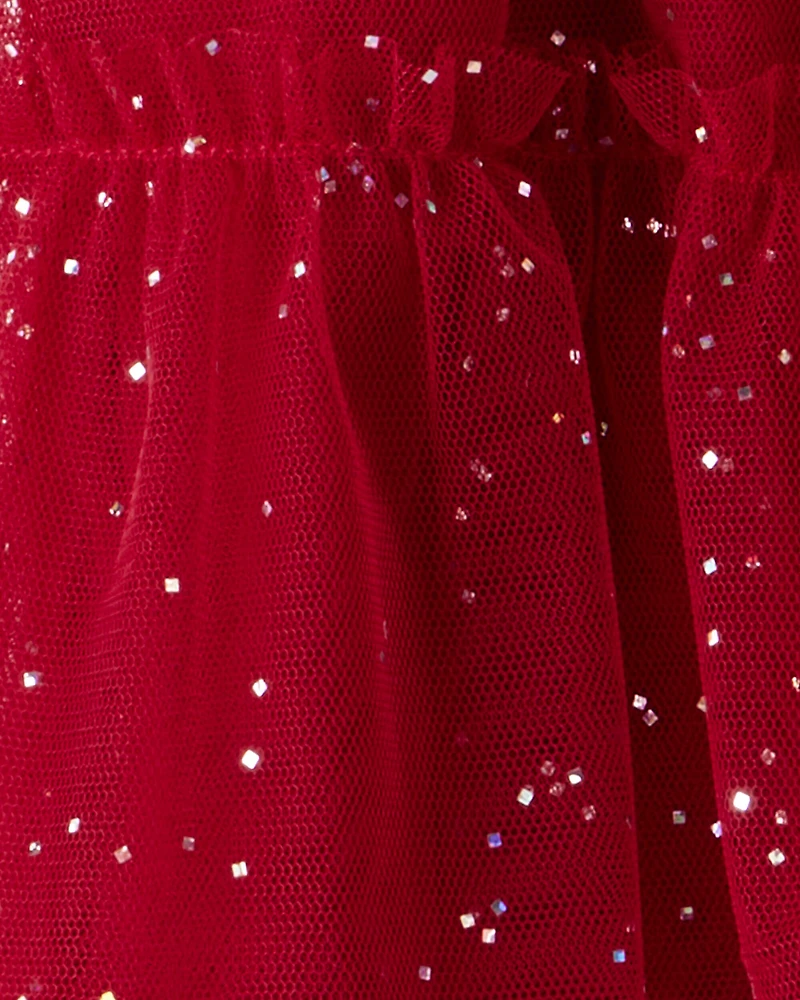 Toddler Girl 2-Piece Snowflake Print Long-Sleeve Top & Skirt Set - Red/White