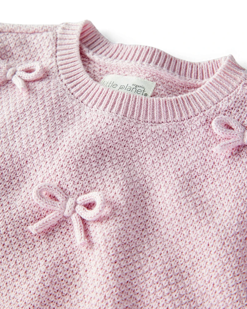 Baby Girl 2-Piece Organic Cotton Bow Sweater Knit Set