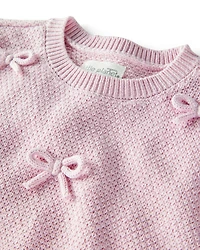 Baby Girl 2-Piece Organic Cotton Bow Sweater Knit Set