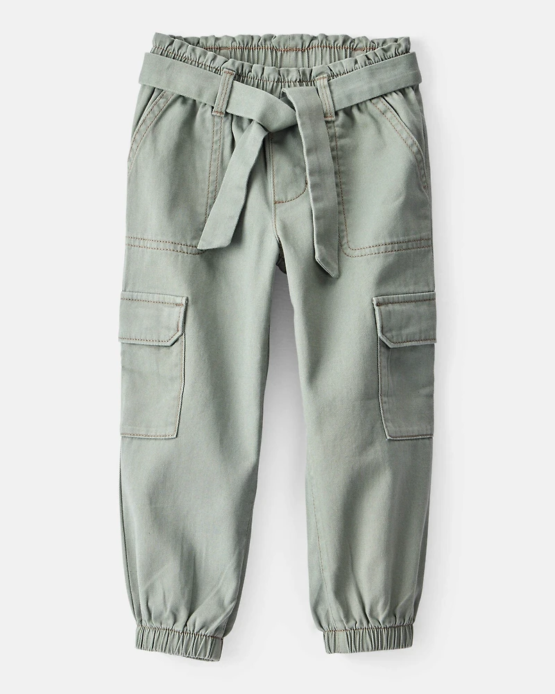 Toddler Girl Cotton Cargo Joggers - Green