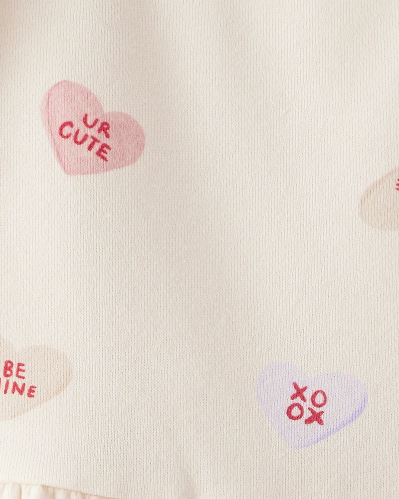 Toddler Girl DayDream Fleece Valentine's Day Heart Dress - Ivory